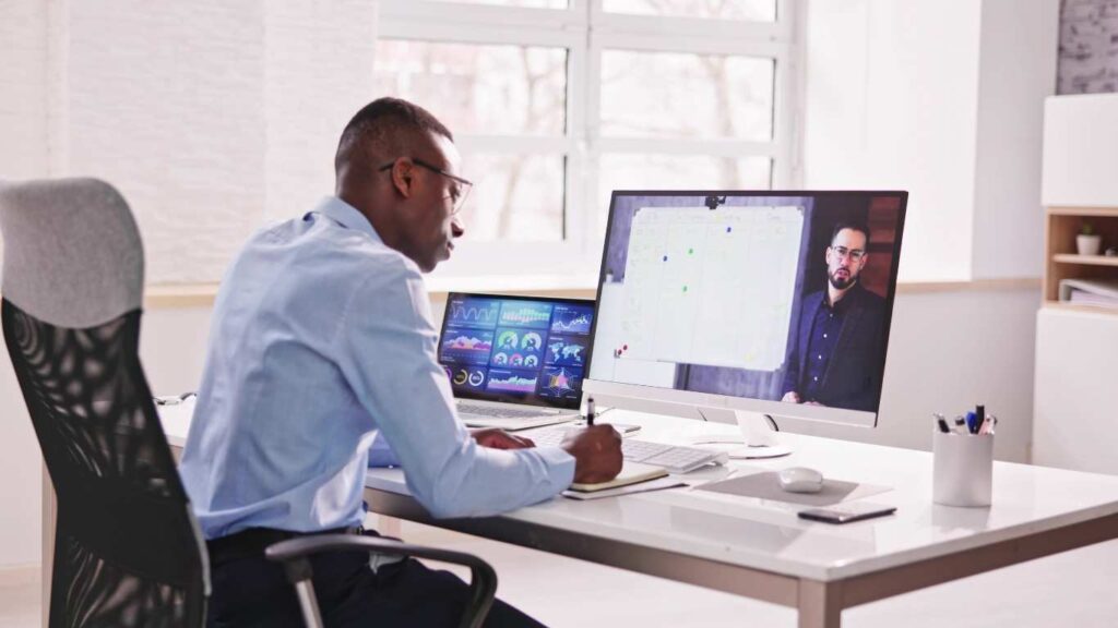 Professional virtual assistant managing business tasks remotely